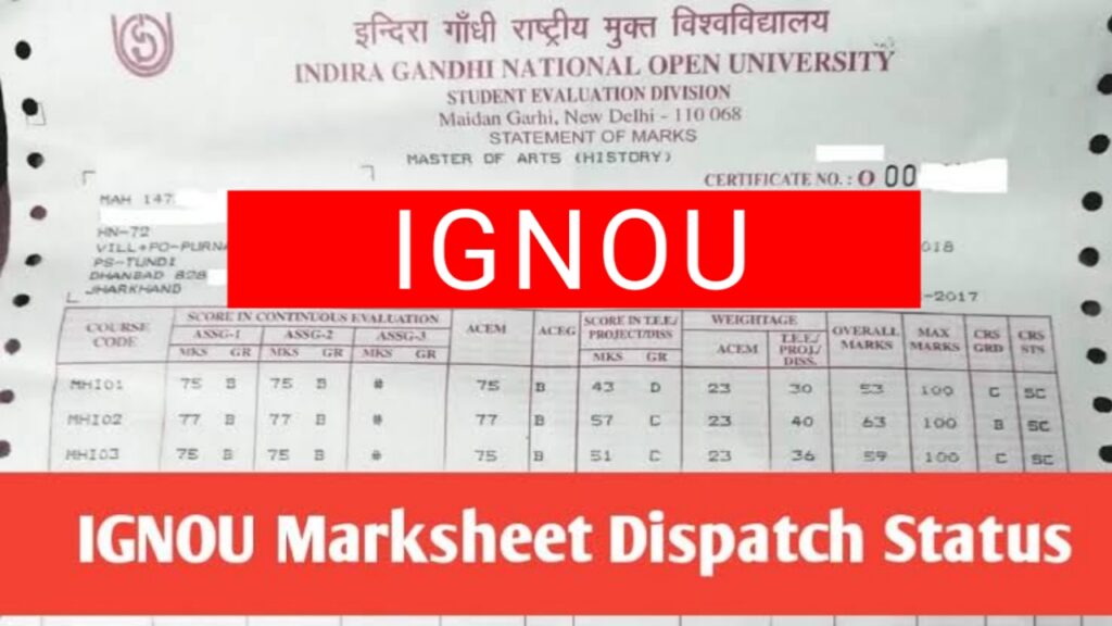 IGNOU Marksheet 2026 - Check Status @ignou.ac.in