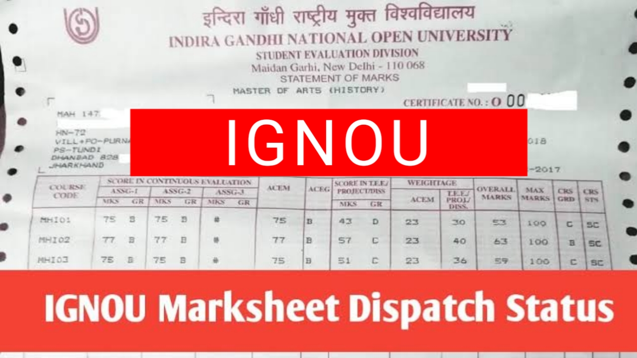 IGNOU Marksheet 2026 - Check Status @ignou.ac.in
